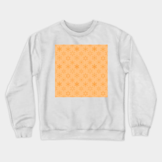 Assorted Snowflakes Orange on Pale Orange Repeat 5748 Crewneck Sweatshirt by ArtticArlo